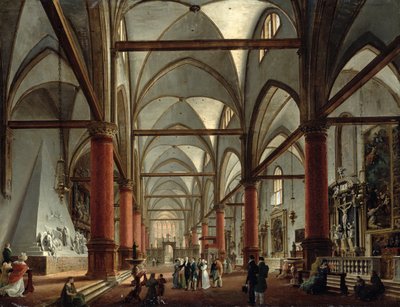 Leopoldo Cicognara Commenting on the Monument of Canova in the Church of Santa Maria Gloriosa dei Frari, Venice, 1828 by Giuseppe Borsato